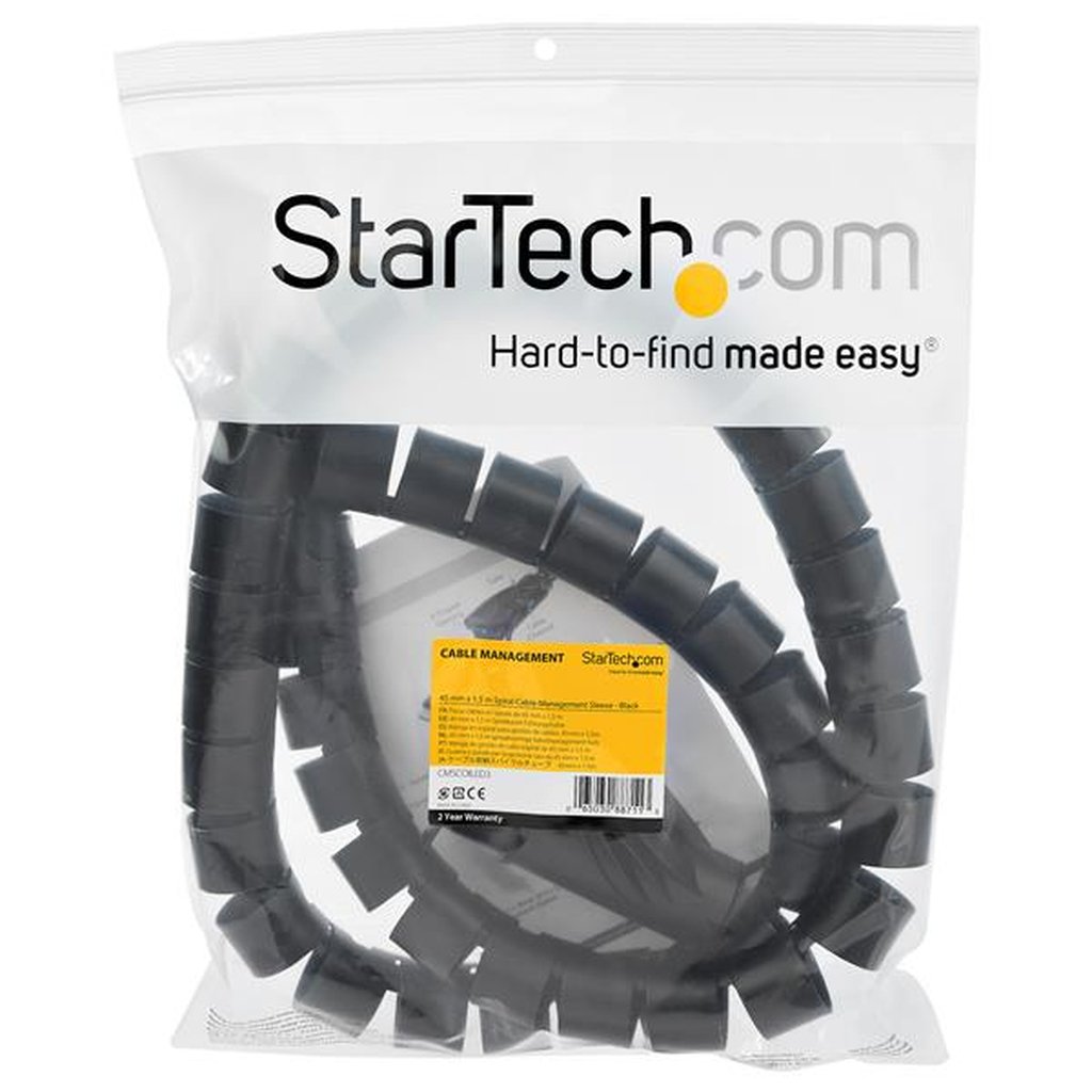 StarTech.com 1.5 m (4.9 ft.) Cable-Management Sleeve - Spiral - 45 mm (1.8 in.) Diameter - Image 7