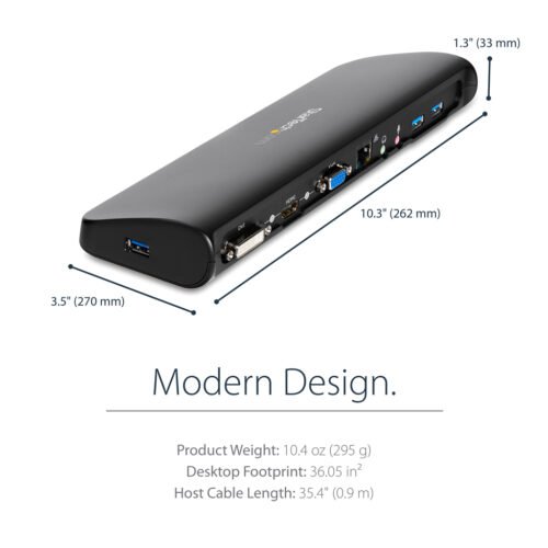 StarTech.com Dual-Monitor USB 3.0 Docking Station with HDMI & DVI/VGA~Dual Monitor USB 3.0 Laptop Docking Station with HDMI/DVI - Image 3