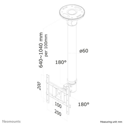 Neomounts FPMA-C200 Monitor/TV mount ceiling 10-40" - h 64-104 cm - Image 2