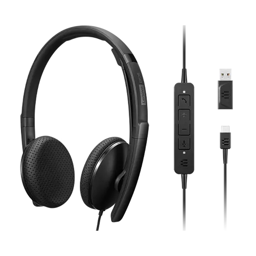 Lenovo 4XD1M39028 headphones/headset Wired Head-band USB Type-C Black - Image 2