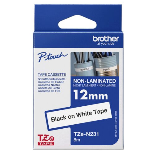 Brother Non laminated black on white tape - Image 2