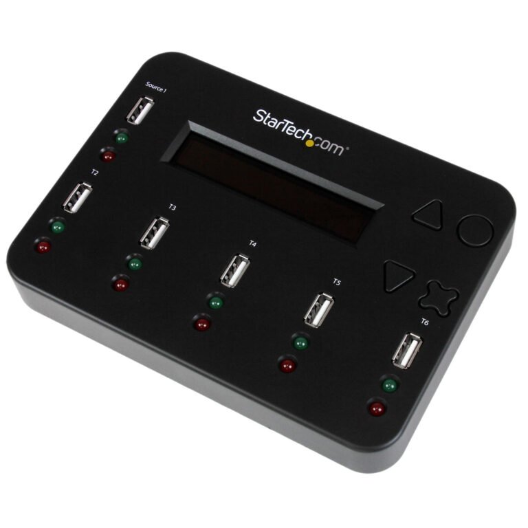 StarTech.com Standalone 1 to 5 USB Thumb Drive Duplicator and Eraser, Multiple USB Flash Drive Copier, System and File and Whol