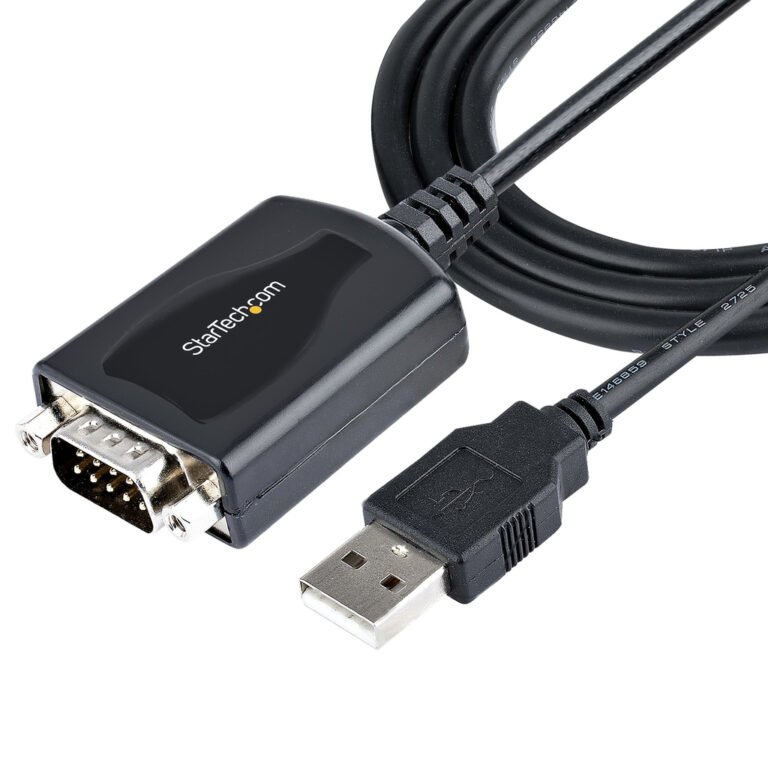 StarTech.com 3ft (1m) USB to Serial Cable with COM Port Retention, DB9 Male RS232 to USB Converter, USB to Serial Adapter for P
