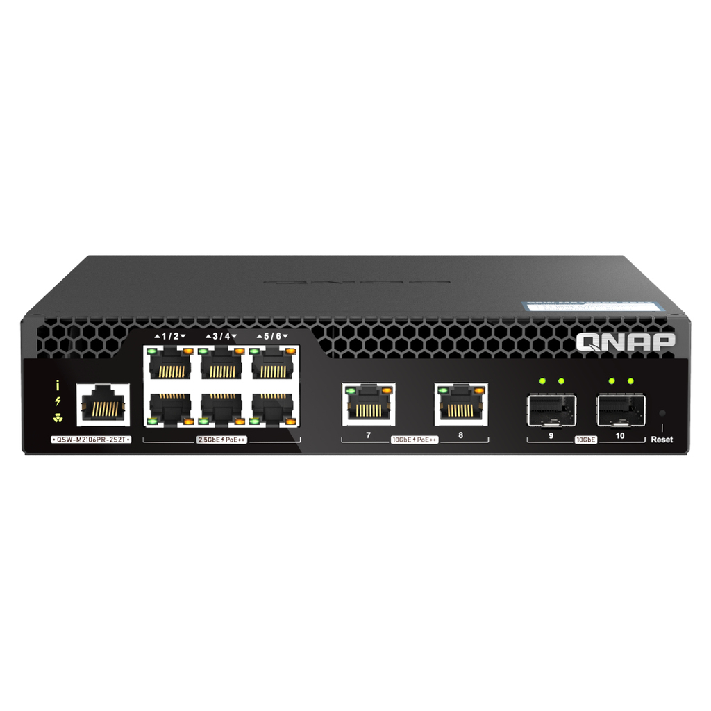 QNAP QSW-M2106PR-2S2T network switch Managed L2 10G Ethernet (100/1000/10000) Power over Ethernet (PoE) 1U Black - Image 3