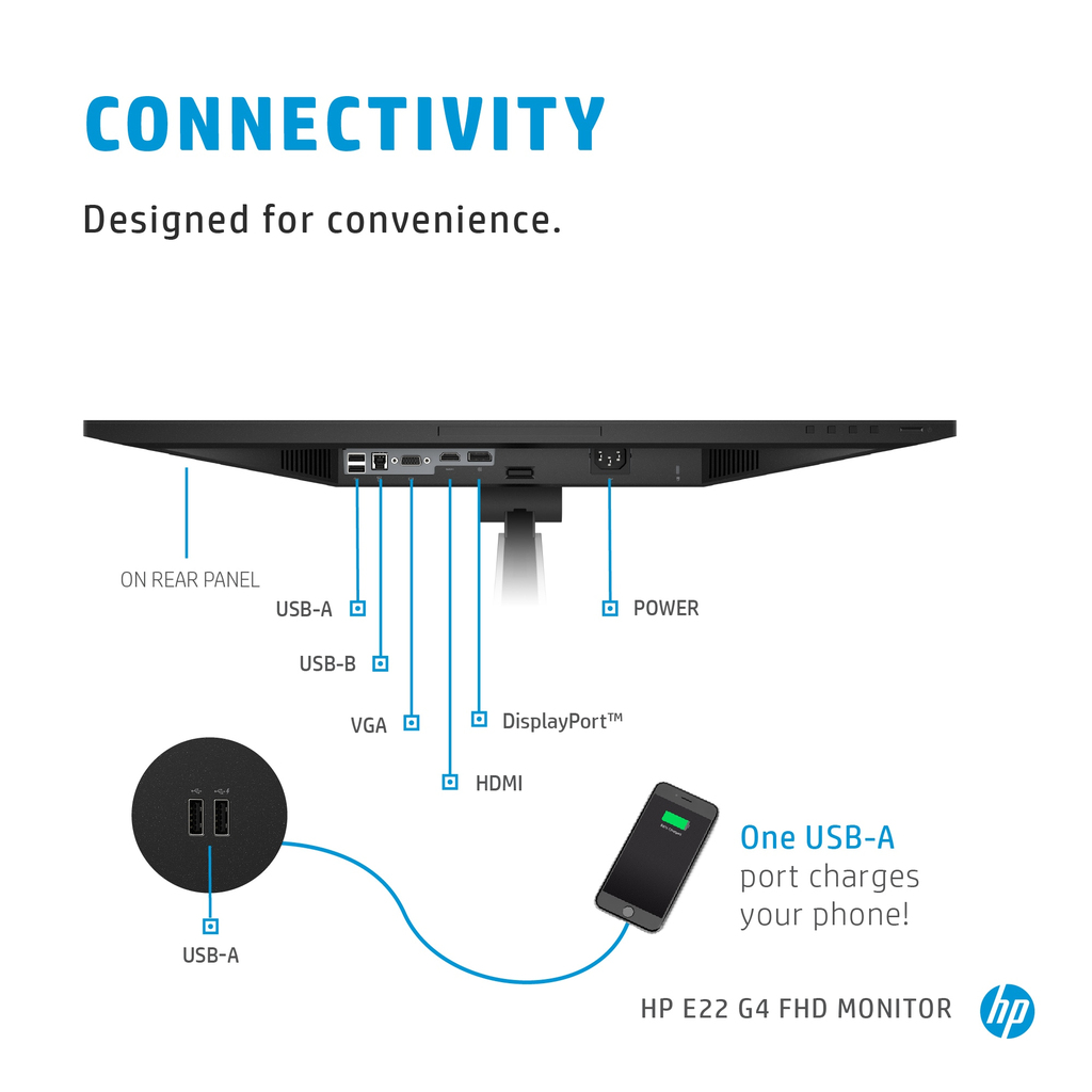 HP E-Series E22 G4 computer monitor 54.6 cm (21.5") 1920 x 1080 pixels Full HD LCD Black, Silver - Image 14