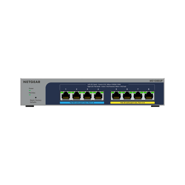 NETGEAR MS108EUP Managed L2/L3 2.5G Ethernet (100/1000/2500) Power over Ethernet (PoE) Grey