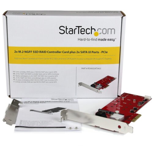 StarTech.com 2x M.2 NGFF SSD RAID Controller Card plus 2x SATA III Ports - PCIe - Image 10