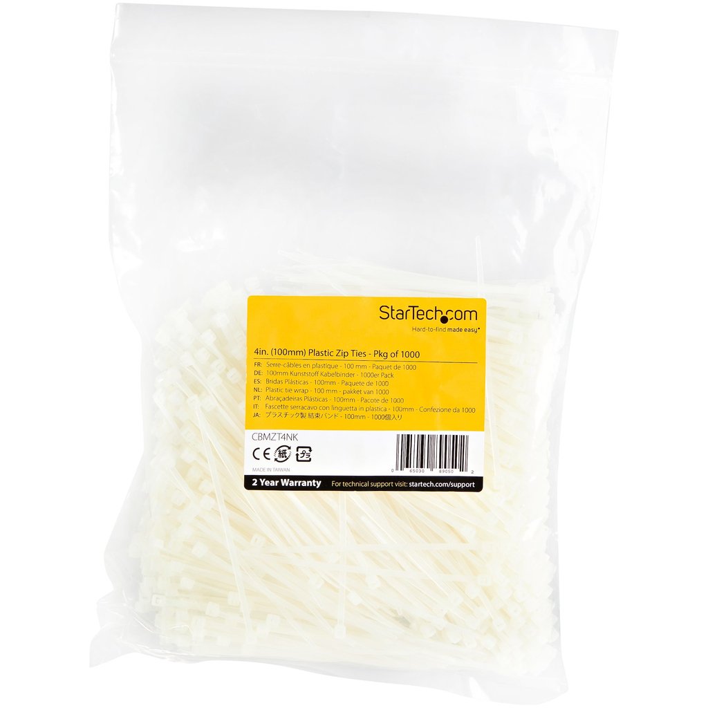 StarTech.com 4"(10cm) Cable Ties - 1/16"(2mm) wide, 7/8"(22mm) Bundle Diameter, 18lb(8kg) Tensile Strength, Nylon Self Locking - Image 6