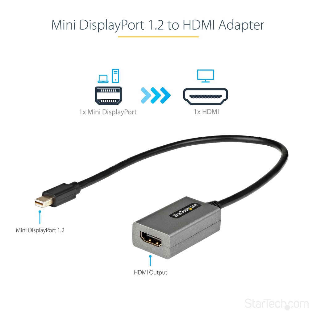 StarTech.com Mini DisplayPort to HDMI Adapter - mDP to HDMI Adapter Dongle - 1080p - Mini DisplayPort 1.2 to HDMI Monitor/Displ - Image 5