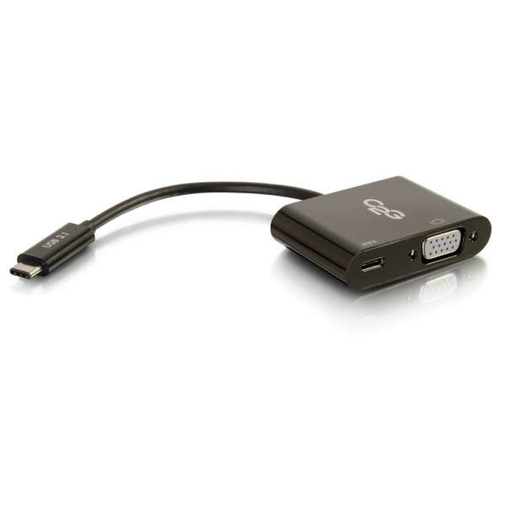 C2G USB C to VGA Video Adapter w/ Power Delivery - USB Type C to VGA Black - Image 3