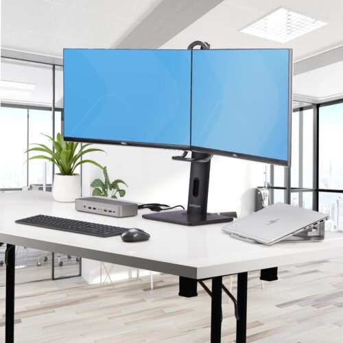 StarTech.com Crossbar Dual Monitor Desk Stand For Double 27-inch Screens, VESA Mount 75x75/100x100, Toolless Height Adjustment, - Image 8