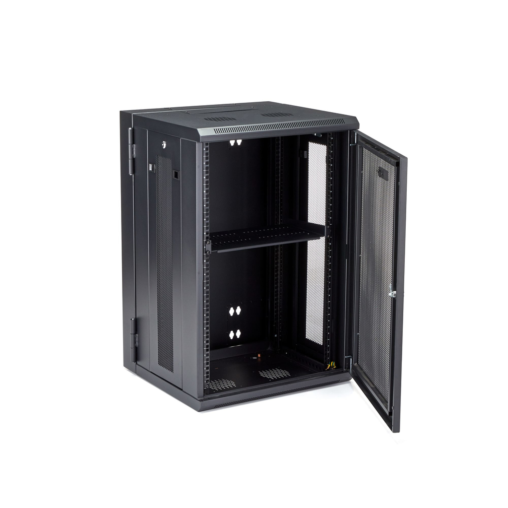 StarTech.com 4-Post 18U Wall Mount Network Cabinet with 1U Shelf, 19" Hinged Wall-Mounted Server Rack for Data / AV / Electroni - Image 3