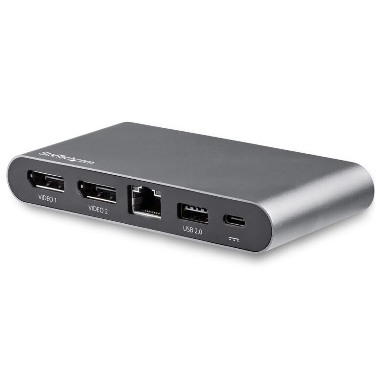 StarTech.com USB C Dock - 4K Dual Monitor DisplayPort - Mini Laptop Docking Station - 100W Power Delivery Passthrough - GbE, 2-