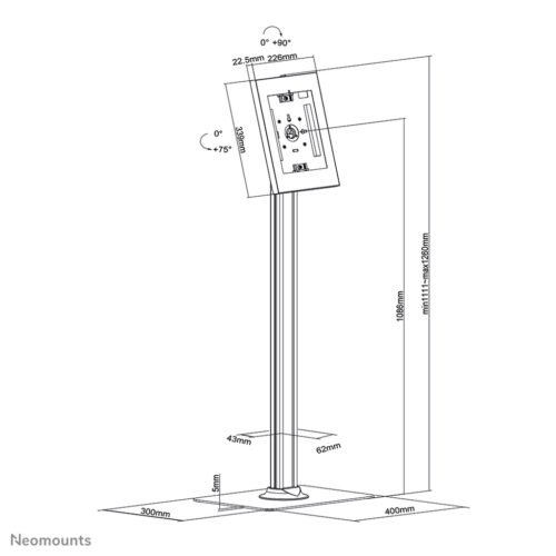 Neomounts FL15-650WH1 Tablet floor stand 9.7-11" - lockable - Image 15