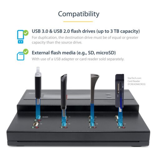 StarTech.com Standalone 1 to 7 USB Thumb Drive Duplicator and Eraser, Multiple USB Flash Drive Copier, System and File and Whol - Image 9