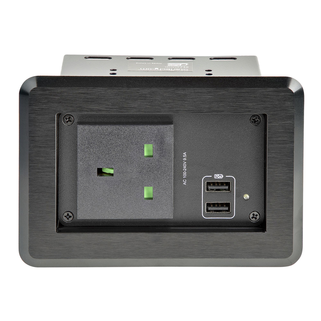 StarTech.com Conference Table Power Center with 1x CE Certified BS1363 AC Outlet & 2x USB BC 1.2 - Recessed In-Table/Desk Power - Image 2