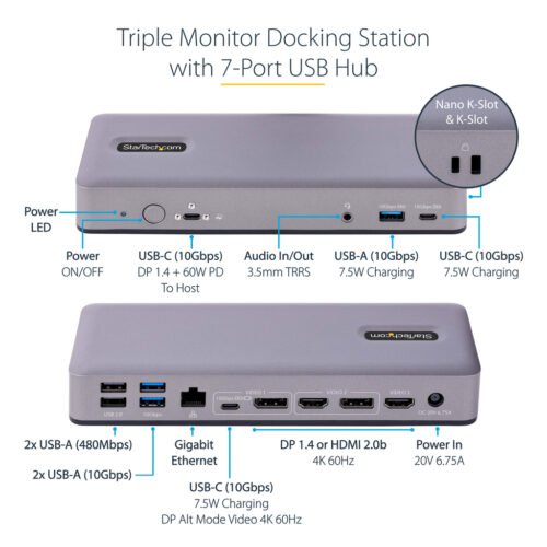 StarTech.com DK31C3MNCRUE laptop dock/port replicator Wired USB 3.2 Gen 2 (3.1 Gen 2) Type-C - Image 13