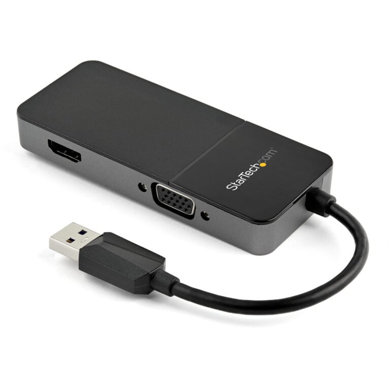 StarTech.com USB 3.0 to HDMI and VGA Adapter - 4K/1080p USB Type-A Dual Monitor Multiport Adapter Converter - External Video Gr