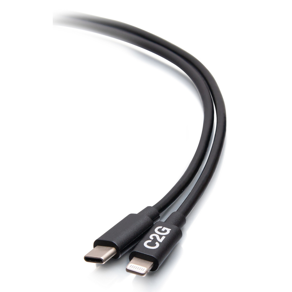 C2G 3ft (0.9m) USB-C® Male to Lightning Male Sync and Charging Cable - Black