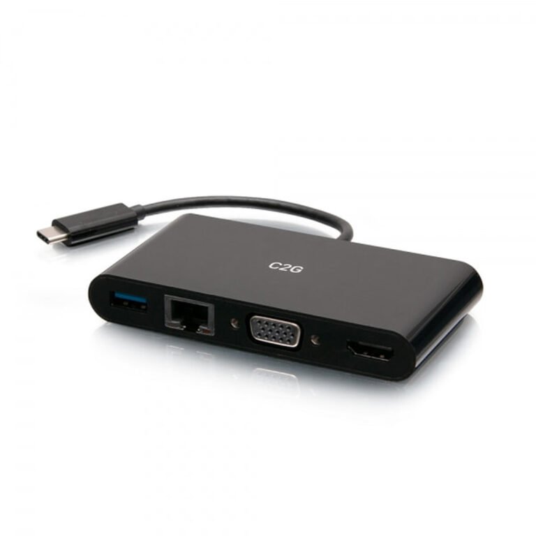 C2G USB-C® to HDMI®, VGA, USB-A, and RJ45 Multiport Adapter - 4K 30Hz - Black