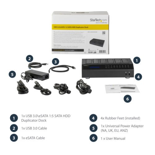 StarTech.com USB 3.0 / eSATA 6-Bay Hard Drive Duplicator Dock - 1:5 HDD / SSD Cloner and Eraser - Image 7
