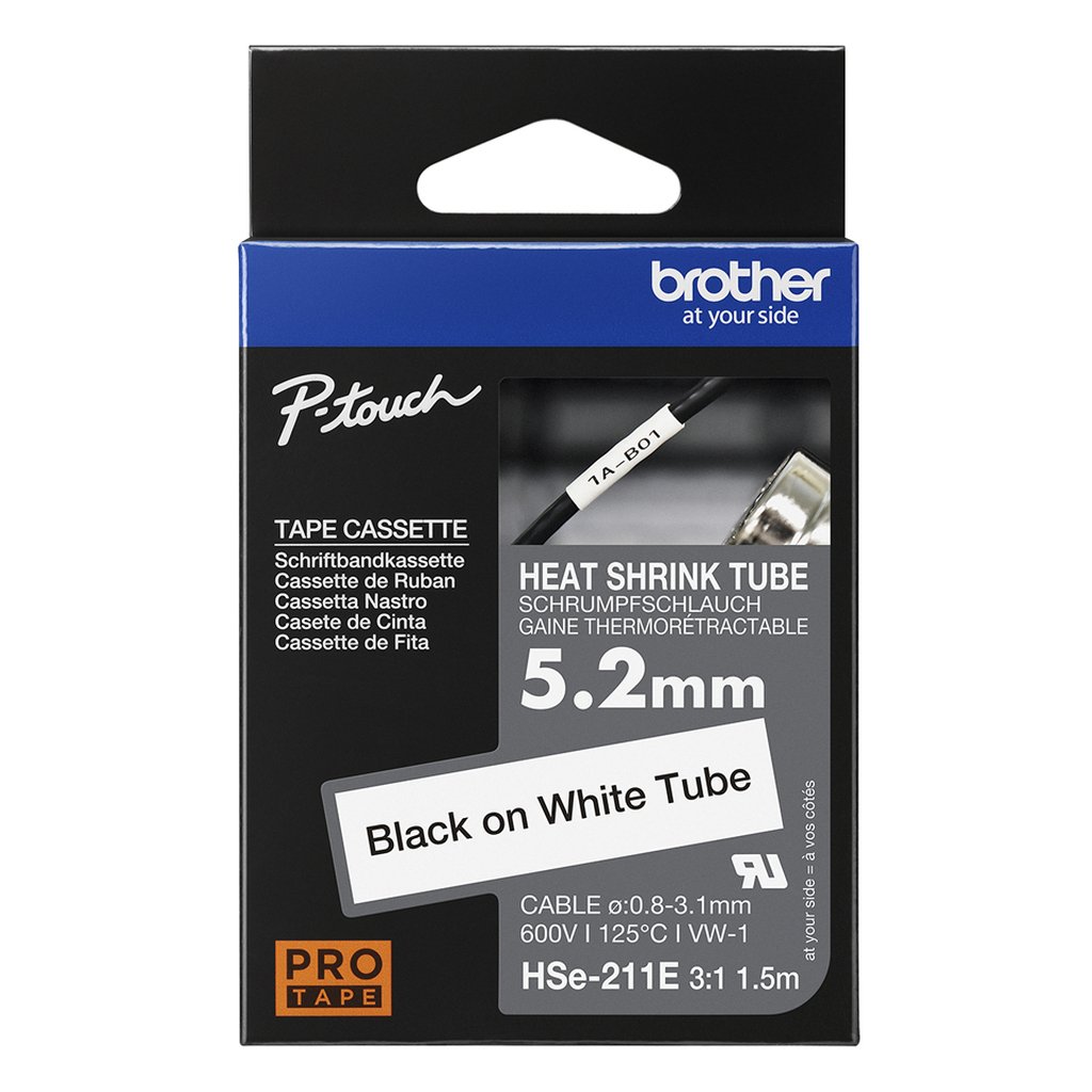 Brother HSE-211E label-making tape Black on white - Image 2