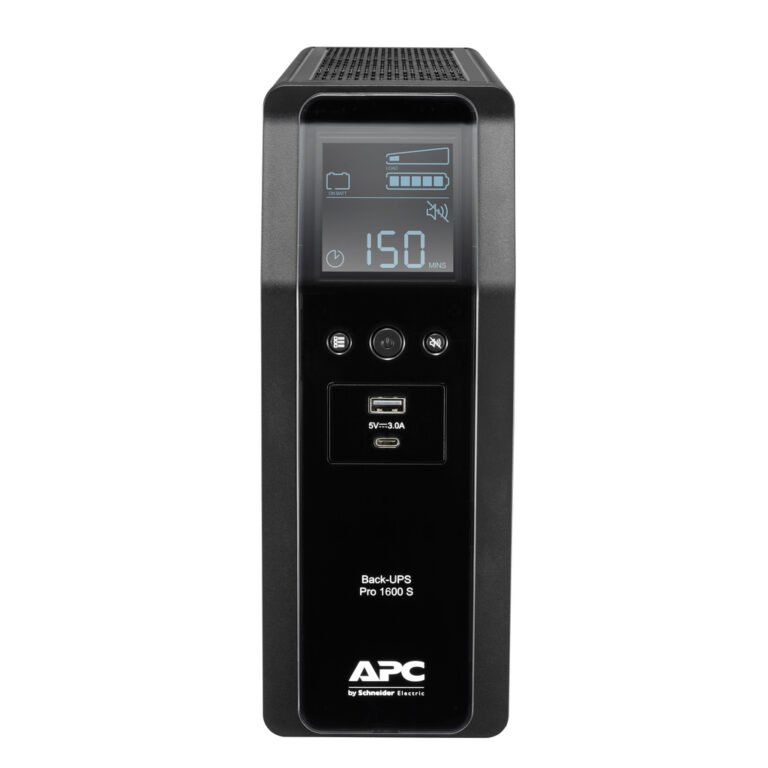 APC Back-UPS Pro, 1600VA/960W, Tower, 230V, 8x IEC C13 outlets, Sine Wave, AVR, USB Type A + C ports, LCD, User Replaceable Bat