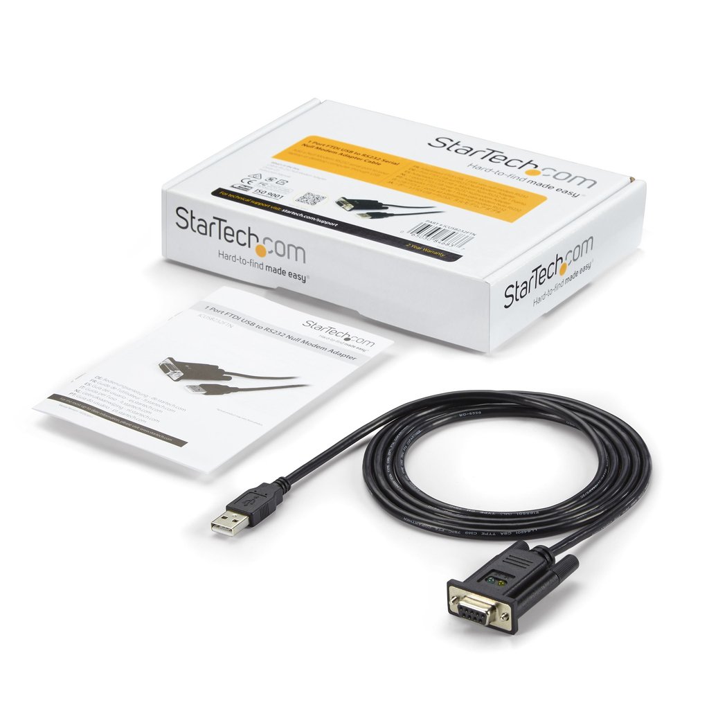 StarTech.com 6ft (1.8m) 1-Port USB to Serial RS232 Adapter, FTDI DB9 Serial DCE Adapter Cable, Null Modem, USB 2.0 - TAA - Image 5