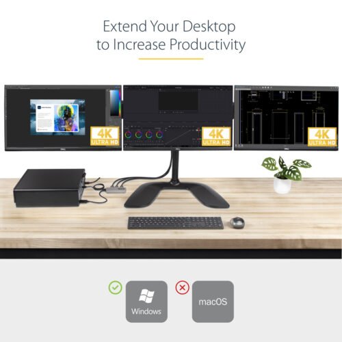 StarTech.com 3-Port MST Hub - DisplayPort to 3x HDMI, Triple 4K 60Hz Monitors, DP 1.4 Multi-Monitor Video Adapter, 1ft (30cm) B - Image 5