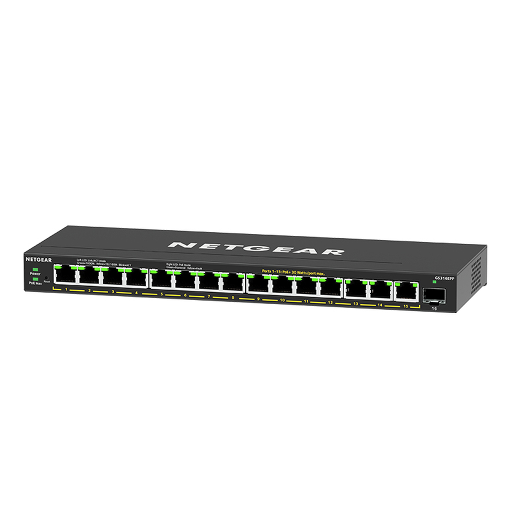 NETGEAR GS316EPP Managed Gigabit Ethernet (10/100/1000) Power over Ethernet (PoE) Black - Image 2
