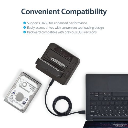 StarTech.com Dual-Bay USB 3.2 Gen 2 to SATA Hard Drive Docking Station, USB 10Gbps Hard Drive Dock, External 2.5/3.5" SATA I/II - Image 10