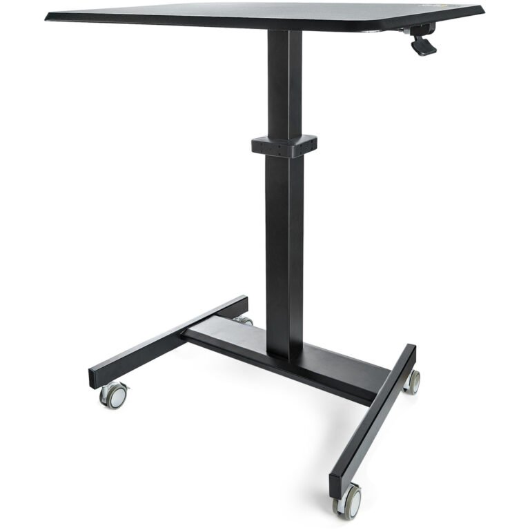 StarTech.com Mobile Standing Desk - Portable Sit Stand Ergonomic Height Adjustable Cart on Wheels - Rolling Computer/Laptop Wor