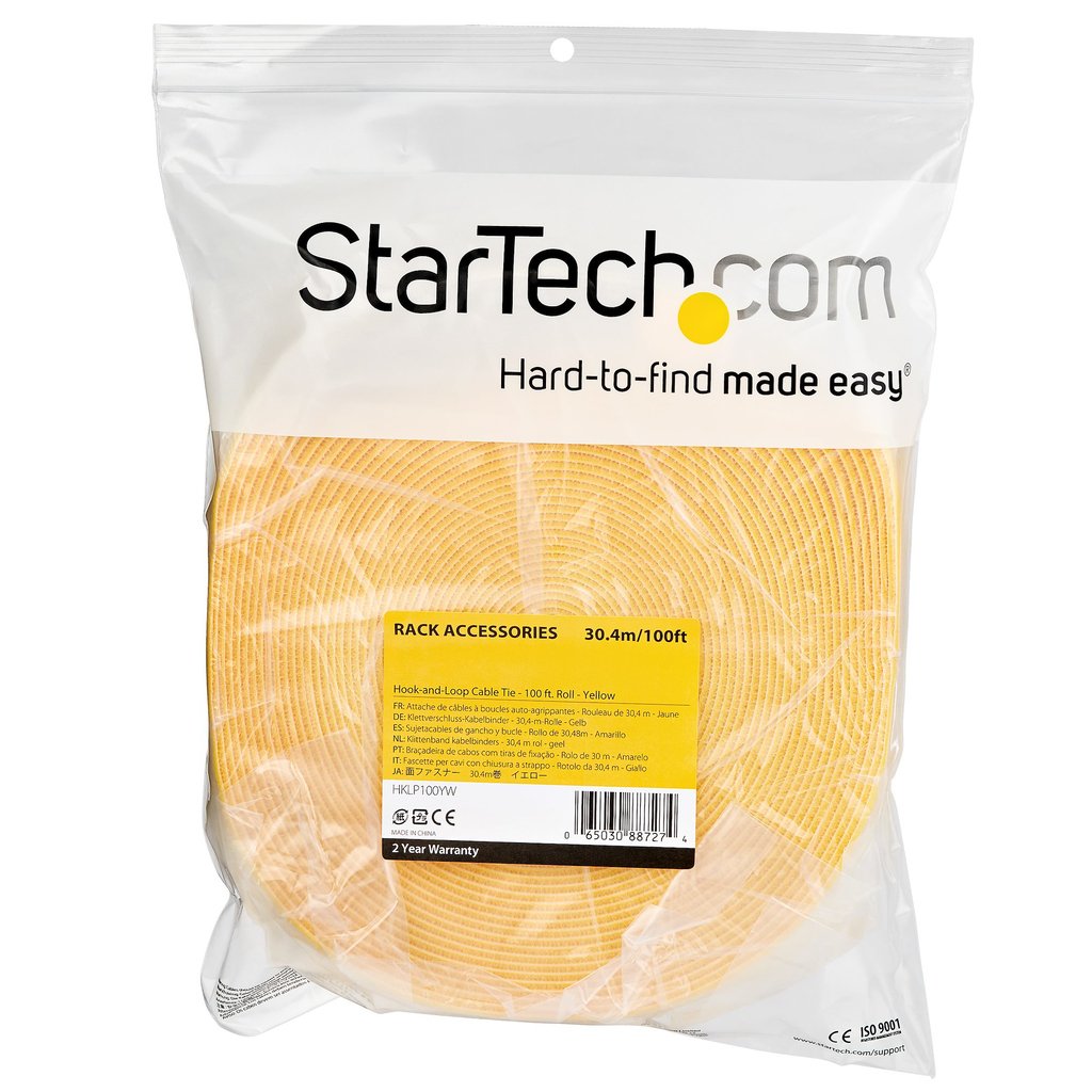 StarTech.com 100ft Hook and Loop Roll - Cut-to-Size Reusable Cable Ties - Bulk Industrial Wire Fastener Tape /Adjustable Fabric - Image 2