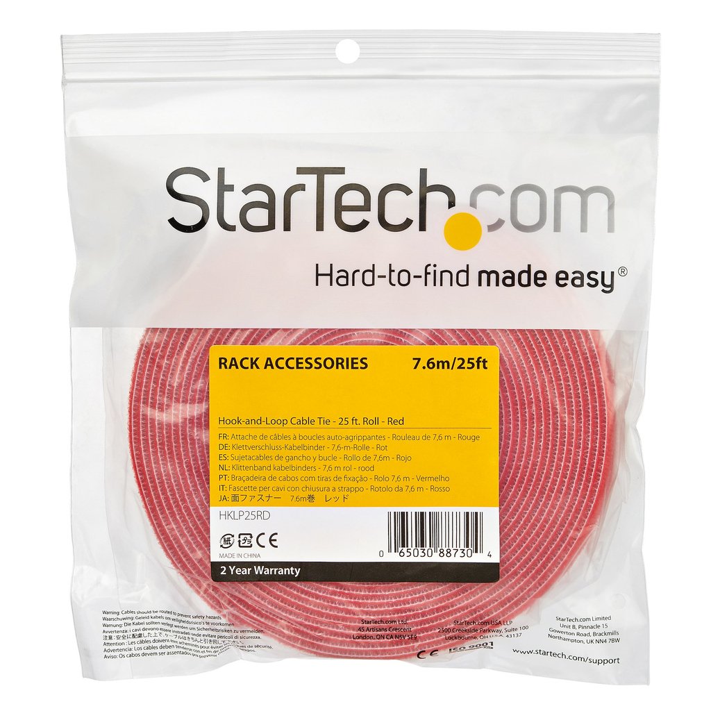 StarTech.com 25ft Hook and Loop Roll - Cut-to-Size Reusable Cable Ties - Bulk Industrial Wire Fastener Tape /Adjustable Fabric - Image 4