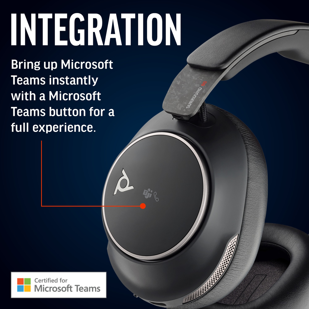 POLY Voyager Surround 80 UC USB-C Headset +USB-C/A Adapter - Image 9
