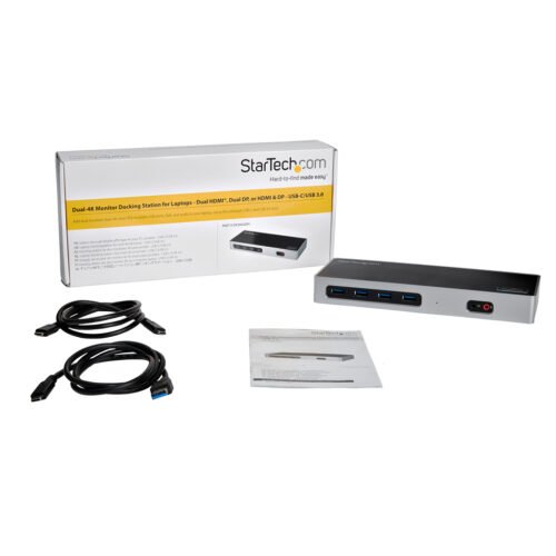StarTech.com USB-C & USB-A Dock - Dual Monitor 4K 60Hz Dock DisplayPort + HDMI - Hybrid USB 3.0 Docking Station for USB-C or US - Image 6