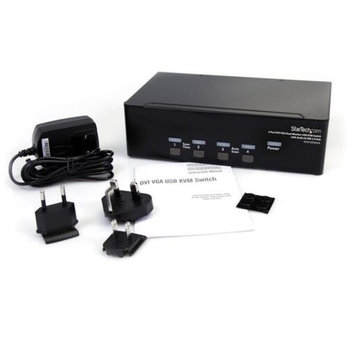 StarTech.com 4 Port DVI VGA Dual Monitor KVM Switch USB with Audio & USB 2.0 Hub - Image 3
