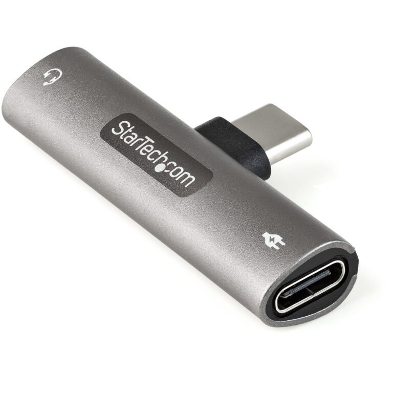 StarTech.com USB C Audio & Charge Adapter - USB-C Audio Adapter w/ 3.5mm TRRS Headphone/Headset Jack and 60W USB Type-C Power D