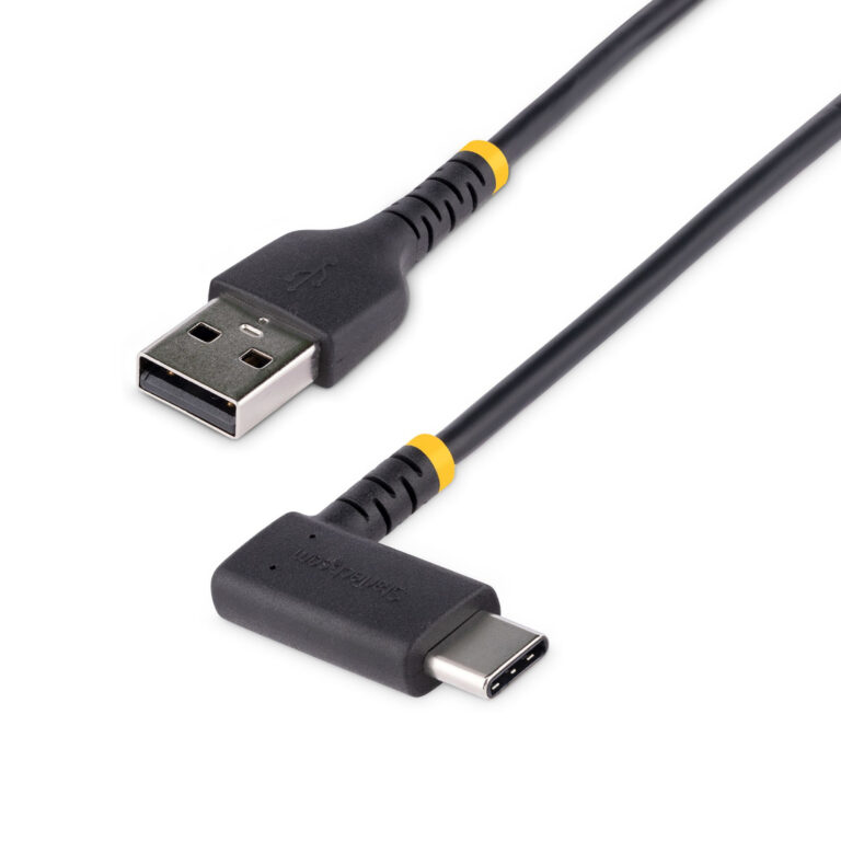 StarTech.com 6in (15cm) USB A to C Charging Cable Right Angle - Heavy Duty Fast Charge USB-C Cable - Black USB 2.0 A to Type-C