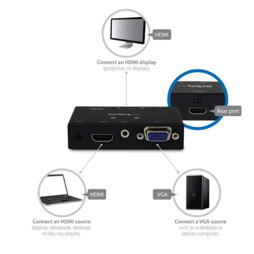 StarTech.com 2x1 HDMI + VGA to HDMI Converter Switch w/ Automatic and Priority Switching – 1080p - Image 4
