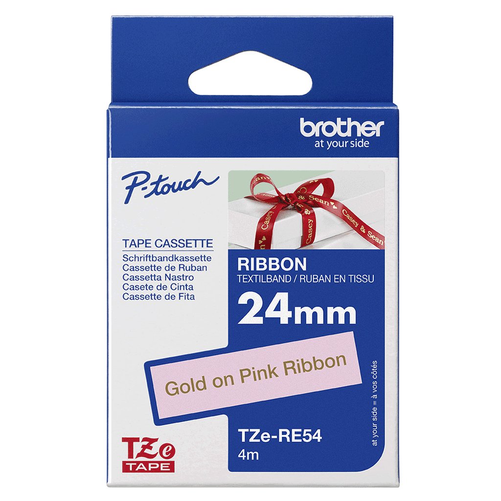 Brother TZE-RE54 label-making tape Gold on Pink - Image 3