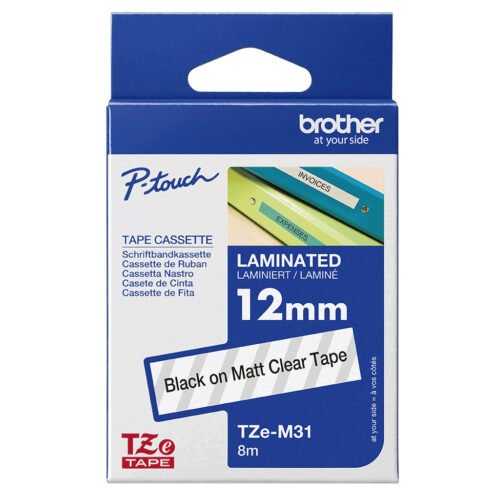 Brother TZE-M31 label-making tape Black on transparent - Image 2