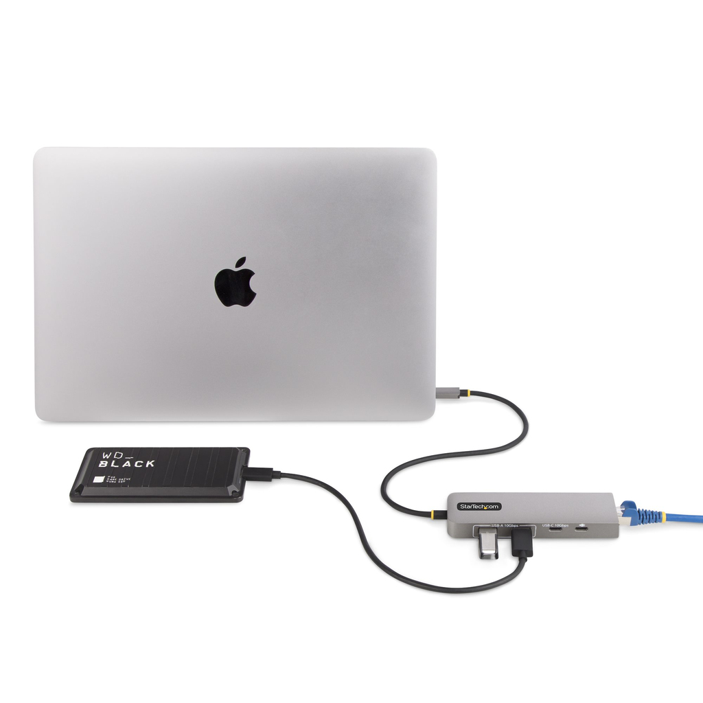 StarTech.com 3-Port USB-C Hub with 2.5 Gbps Ethernet and 100W Power Delivery Pass-Through Port, USB 3.2 10Gbps, 2x USB-A/1x USB - Image 2