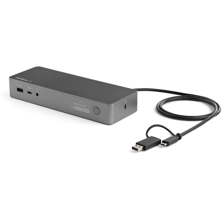 StarTech.com Universal Laptop Docking Station, Hybrid USB-C & USB-A Dock, Dual 4K DP & HDMI, 100W PD, Mac / Windows / Chrome OS