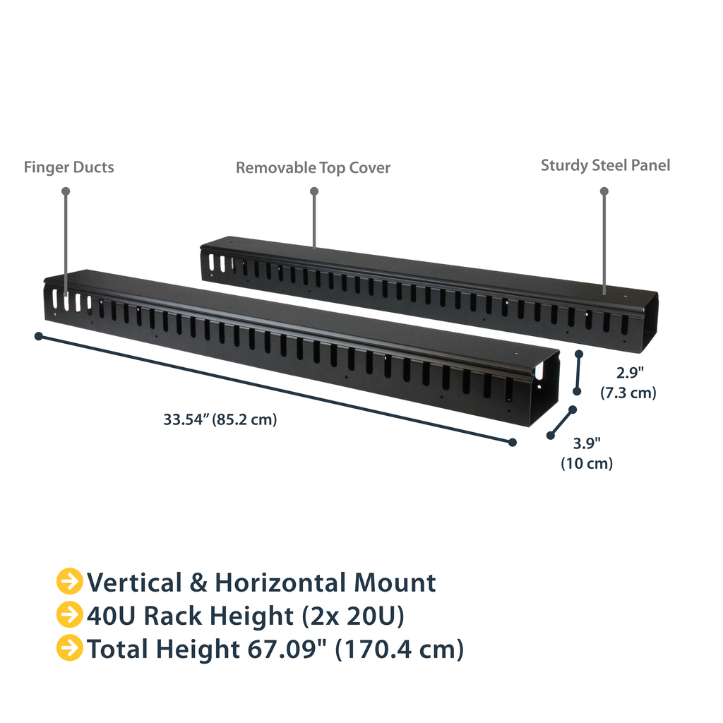 StarTech.com Vertical Cable Organizer with Finger Ducts - 0U - 6 ft. - Image 15