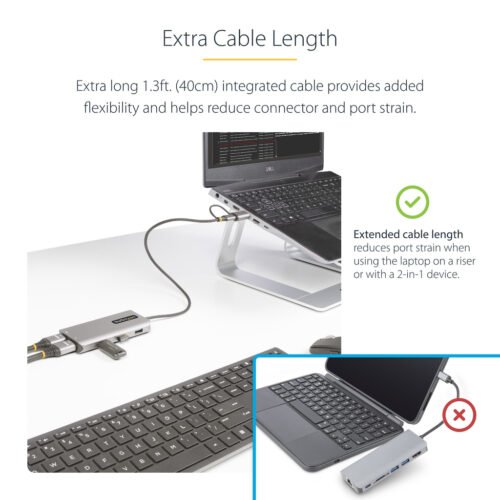 StarTech.com USB-C Multiport Adapter w/Attached USB-C to USB-A Dongle, Dual HDMI (4K30Hz/1080p60Hz), 3x USB-A 5Gbps, Mini Trave - Image 10