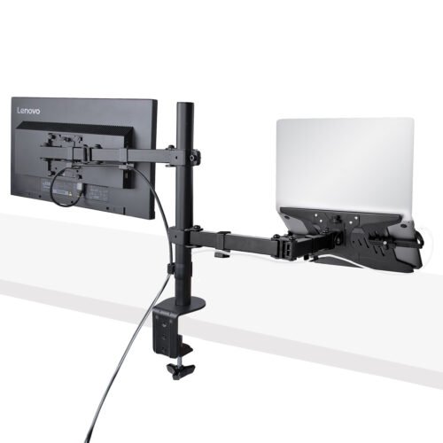 StarTech.com Monitor Arm with VESA Laptop Tray, For a Laptop (4.5kg/9.9lb) and a Single Display up to 32" (8kg/17.6lb), Black, - Image 2