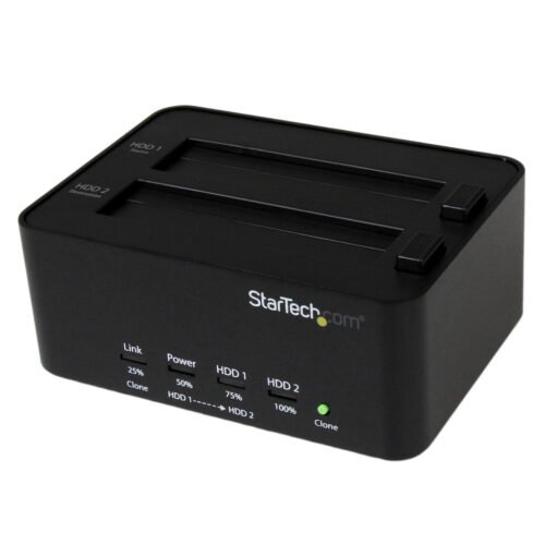 StarTech.com Dual Bay Hard Drive Duplicator and Eraser, Standalone SATA HDD/SSD Cloner/Copier, USB 3.0 to SATA Docking Station,