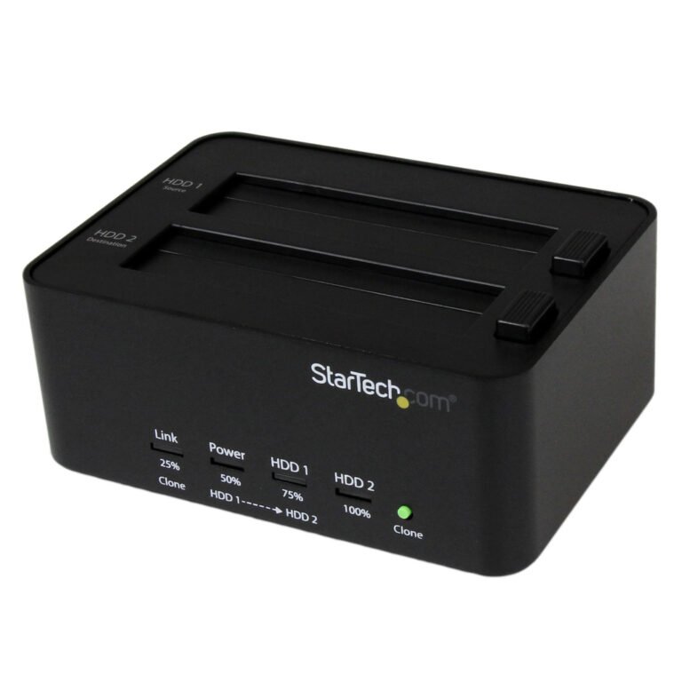 StarTech.com Dual Bay Hard Drive Duplicator and Eraser, Standalone SATA HDD/SSD Cloner/Copier, USB 3.0 to SATA Docking Station,