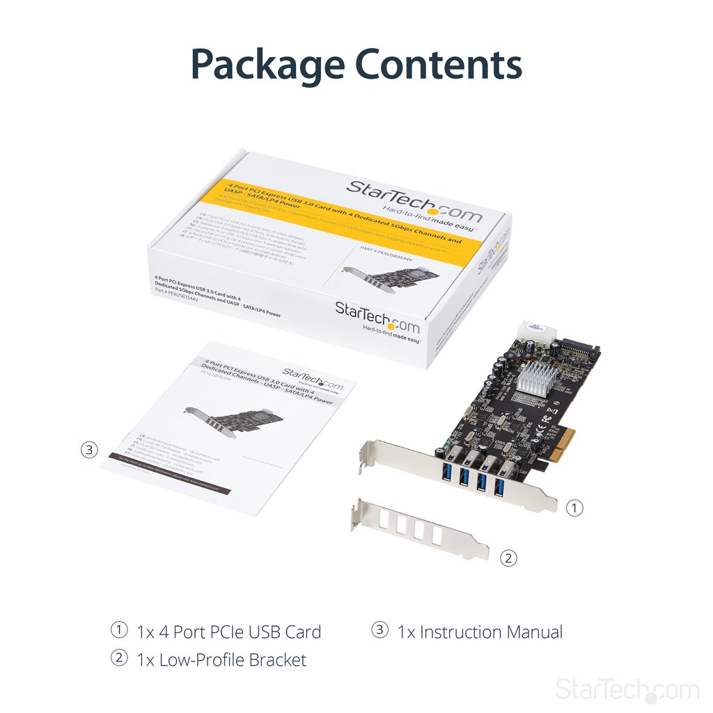StarTech.com 4 Port USB 3.0 PCIe Card w/ 4 Dedicated 5Gbps Channels (USB 3.1 Gen 1) - UASP - SATA / LP4 Power - PCI Express Ada - Image 14